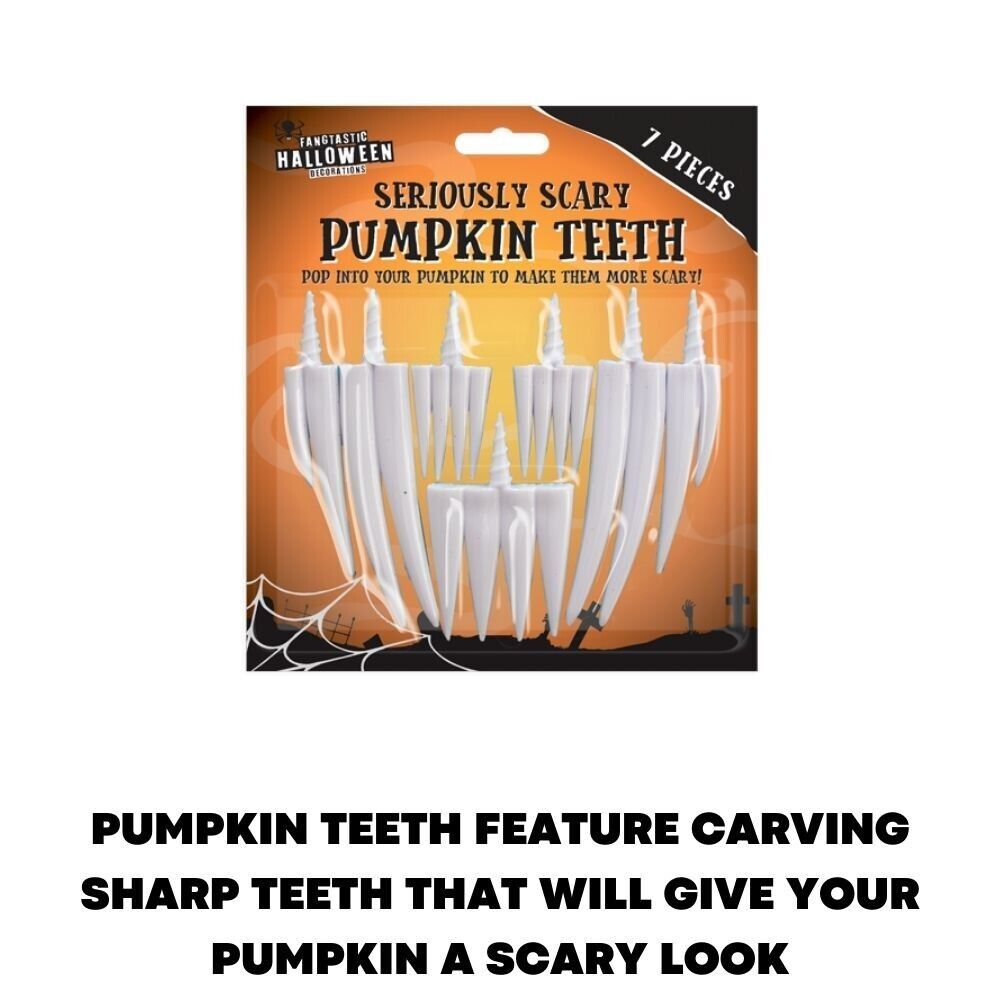 Halloween Scary Pumpkin Teeth Sharp Carving Fangs Set Reusable Spooky Party Kit - ZYBUX