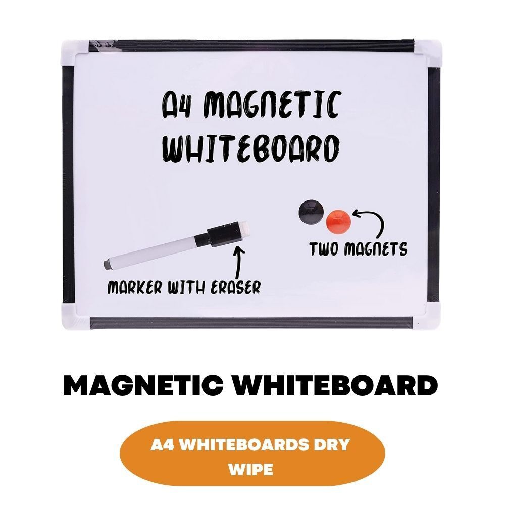 Small A4 Magnetic Whiteboard with White Dry Wipe Home Office School Memo Board - ZYBUX