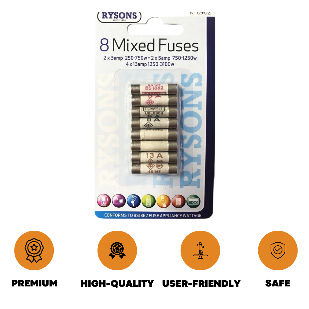 8x Ceramic Domestic Fuses Plug Top Household Cartridge Main Electrical 3-5-13Amp - ZYBUX