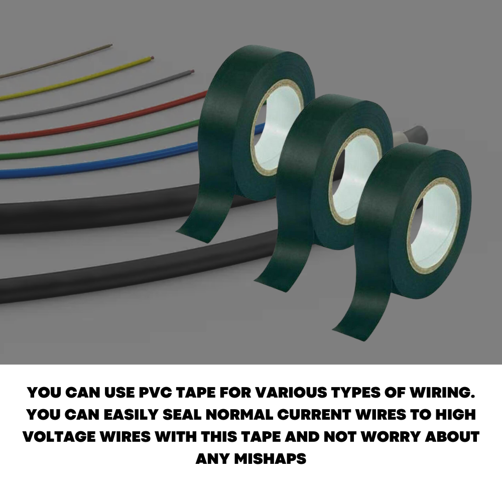 3x Electric Tape Roll Electrical PVC Insulation Tapes Electricians 16mm x 10m - ZYBUX