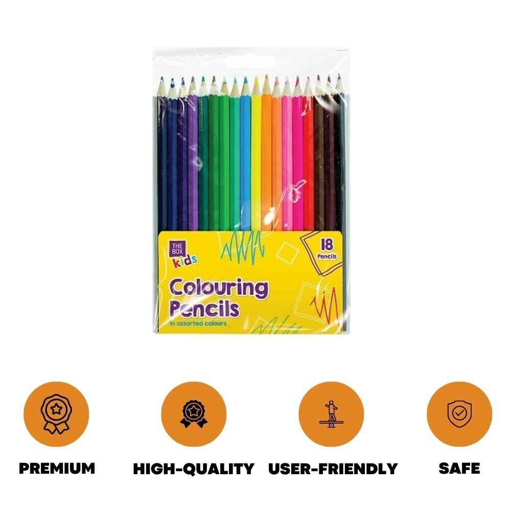 18 Large Quality Colouring Pencils Set Artists Drawing Kids Adults Handy Wallet