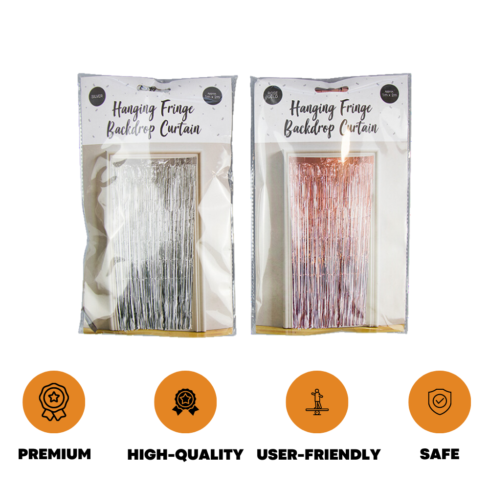 2M Foil Fringe Tinsel Shimmer Curtain Door Wedding Birthday Party Backdrop Decor - ZYBUX