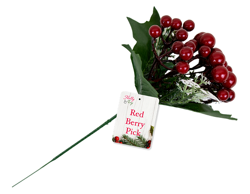 3x Red Berry Stems Flower Decoration Christmas