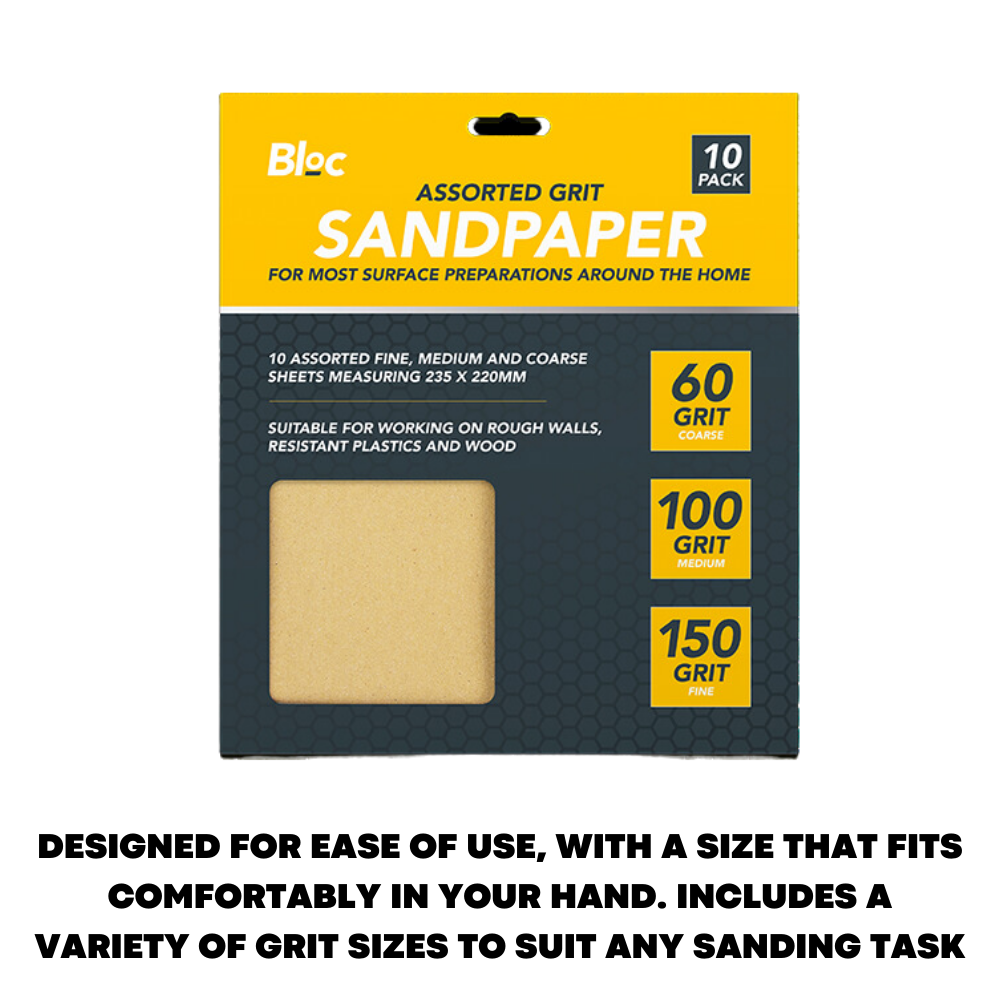 10 Sandpaper Sheets Mixed Grit Fine Medium Coarse Sand Paper Paint
