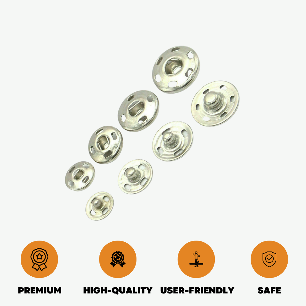 20 Pack Metal Press Studs Snap Fasteners Sewing Popper Tich Buttons Dressmaking - ZYBUX