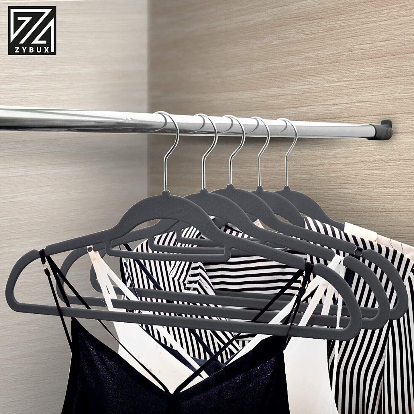 Non-Slip Velvet Adult Clothes Hanger Space Saving Wardrobe Coat Hangers, 20x - ZYBUX