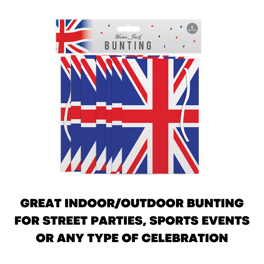 Union Jack 6M Bunting 30 x 20cm Flags National Celebrations New King Coronation - ZYBUX