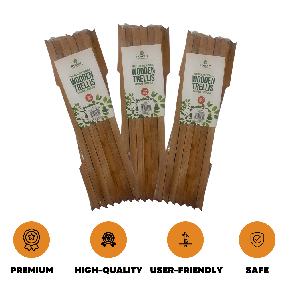 3x Expanding Garden Trellis Expandable Wood Plants Support Climbing Fence 5x1ft - ZYBUX