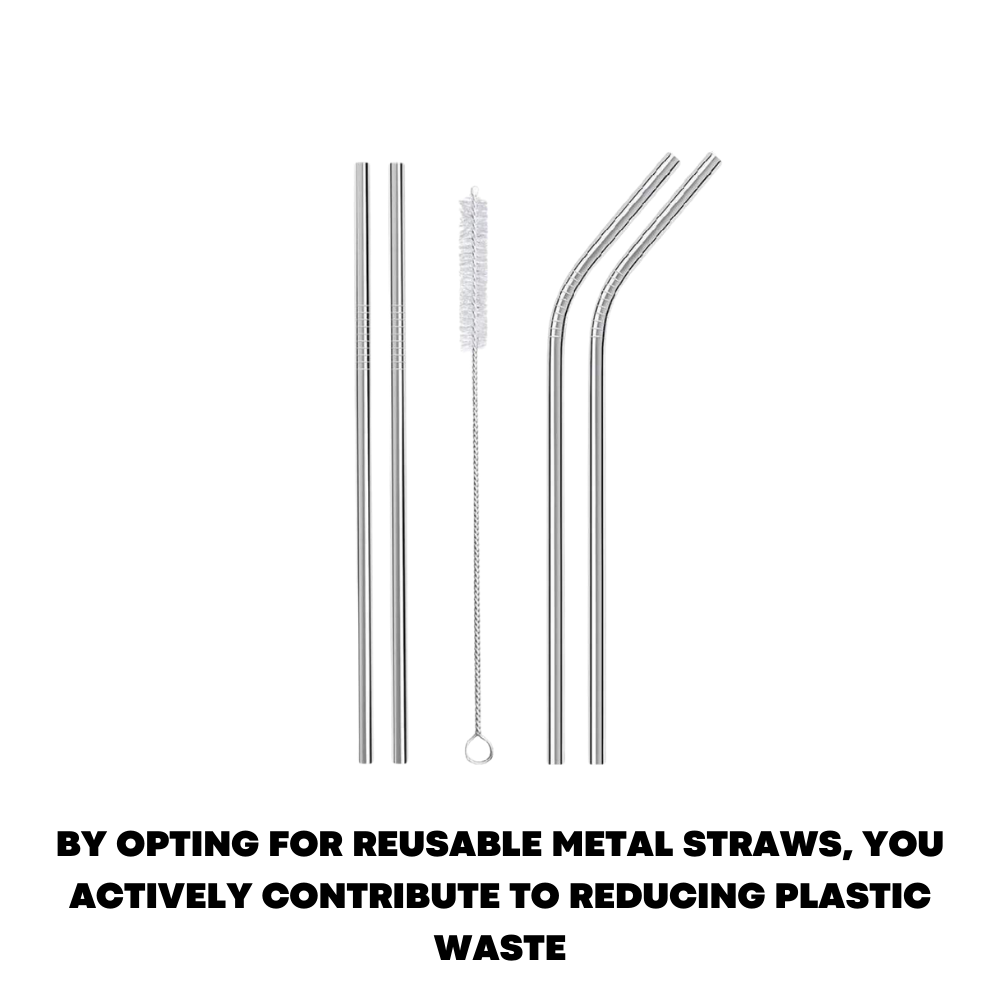 23 cm Silver Drinking Straws Stainless Steel Reusable