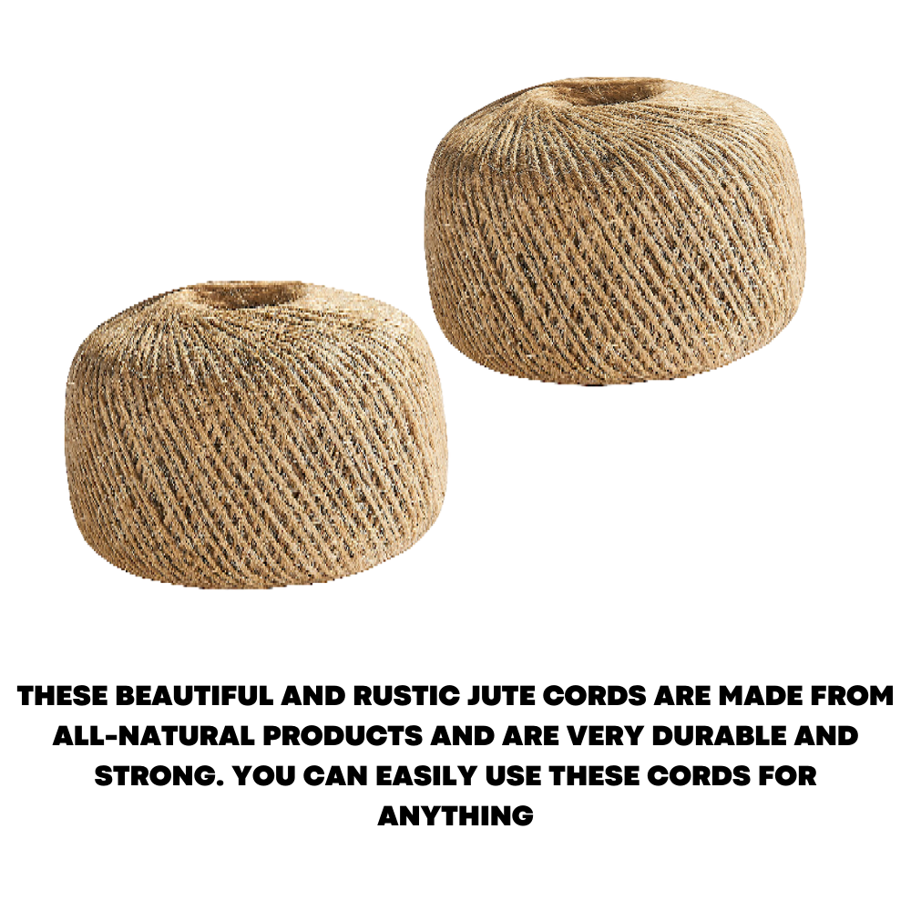 2x 100M Play Jute Twine Natural Brown Soft Sisal String Rustic DIY Cord Shabby