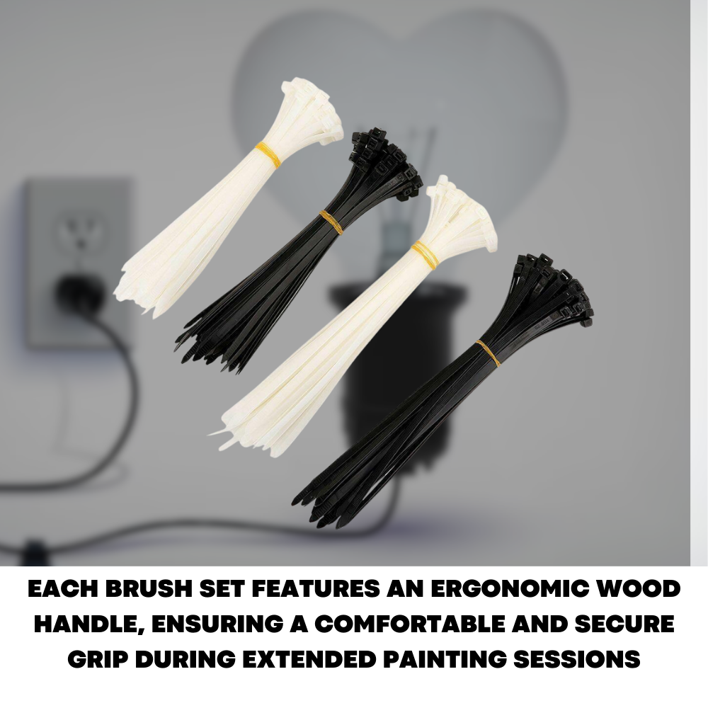 48x Cable Plastic Ties Zip Cord For Heavy Duty Organisation
