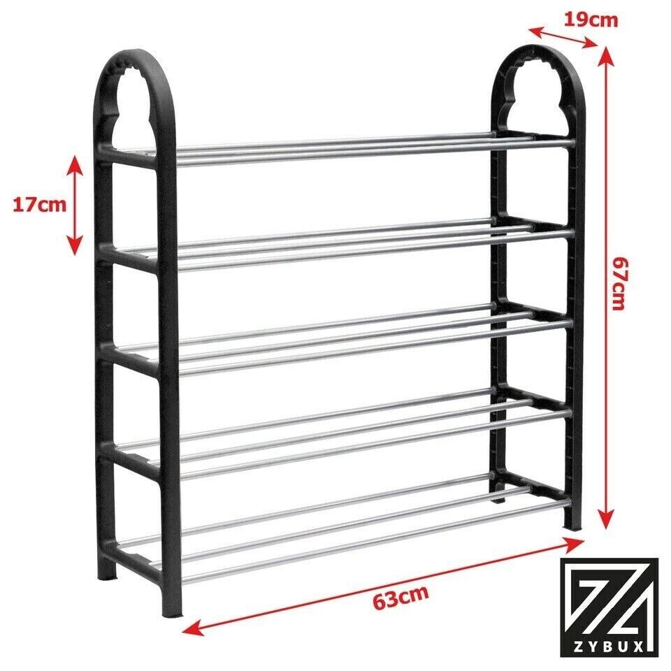 5 Tier 15 Pairs Space Saving Shoe Rack Lightweight & Compact