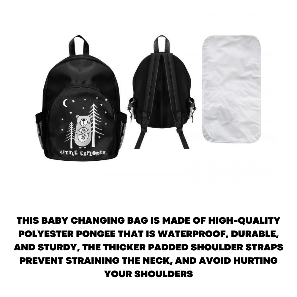 Nappy Changing Mummy Bag for Baby Diaper Large Rucksack with Changing Mat, Black - ZYBUX