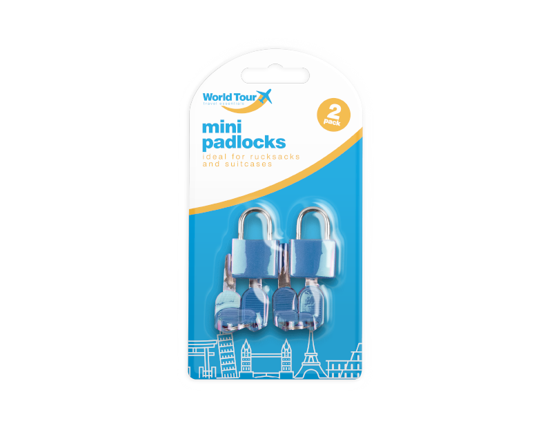 2Pc MINI PADLOCK SET Travel Holiday Suitcase Backpack Security Lock With Keys