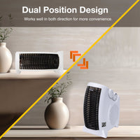 ZYBUX - 2000W Fan Heater with 2 Heat settings & Cool Function – Upright Electric Quiet Space Heater for Home with Variable Thermostat | Perfect Electric Room Heater (UPRIGHT FAN HEATER)