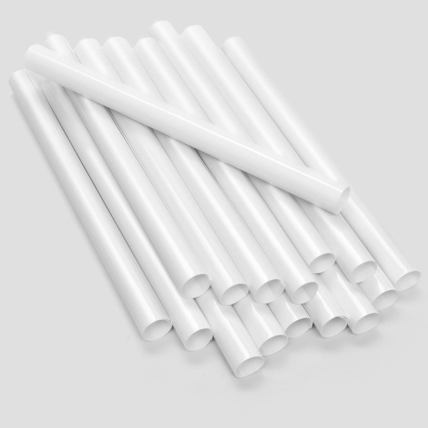 8 White Radiator Pipe Covers 19.5cm Sleeves Shrouds Snap Around Pipes