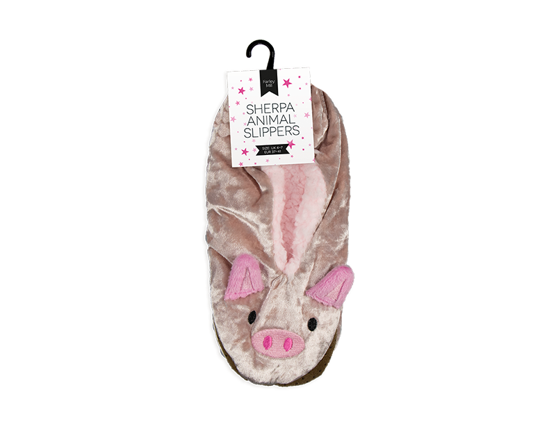 Ladies 3D Slippers Animal Design Sherpa Fleece Lined Gripper Soles Womens 4-7