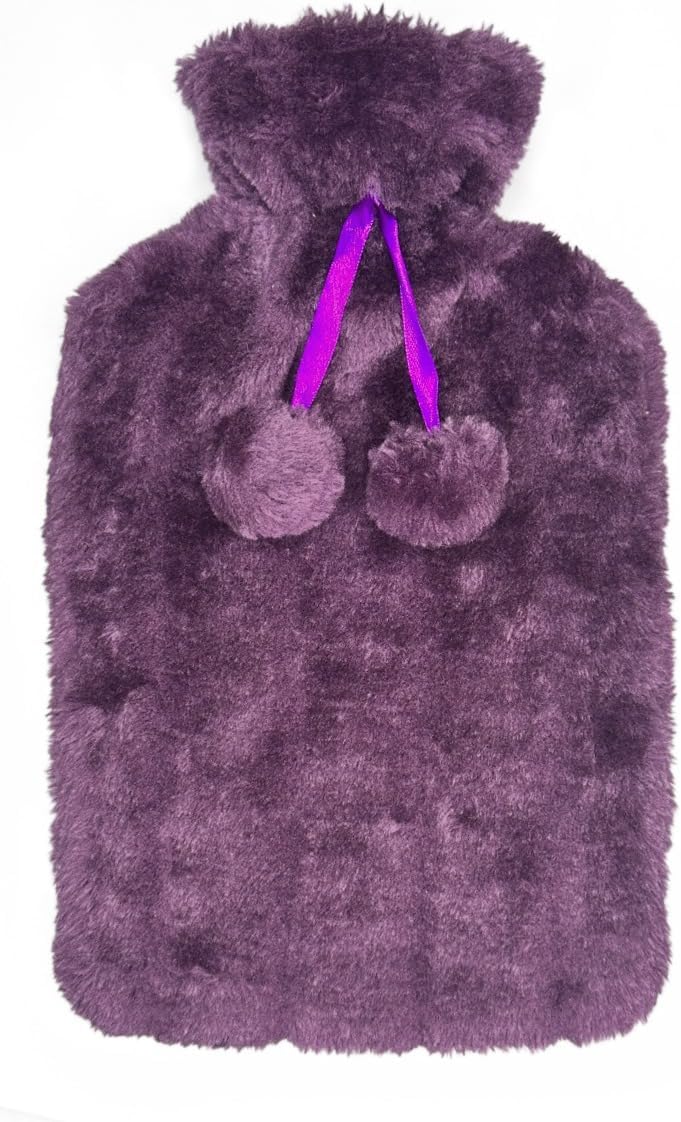 2 Litre Hot Water Bottle with Cosy Fluffy Cover Premium Faux Fur Bag Large 2L