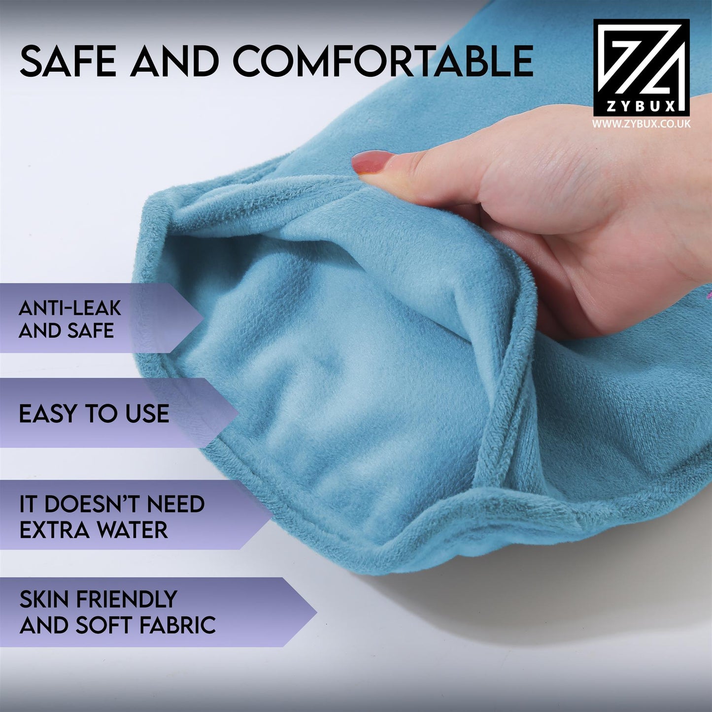 ZYBUX - Rechargeable Electric Hot Water Bottle With Soft Touch Cover