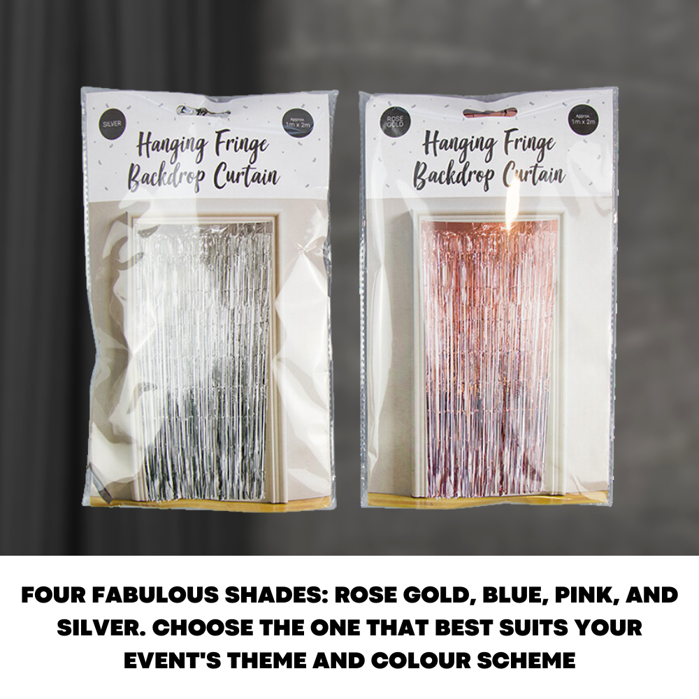 2M Foil Fringe Tinsel Shimmer Curtain Door Wedding Birthday Party Backdrop Decor - ZYBUX