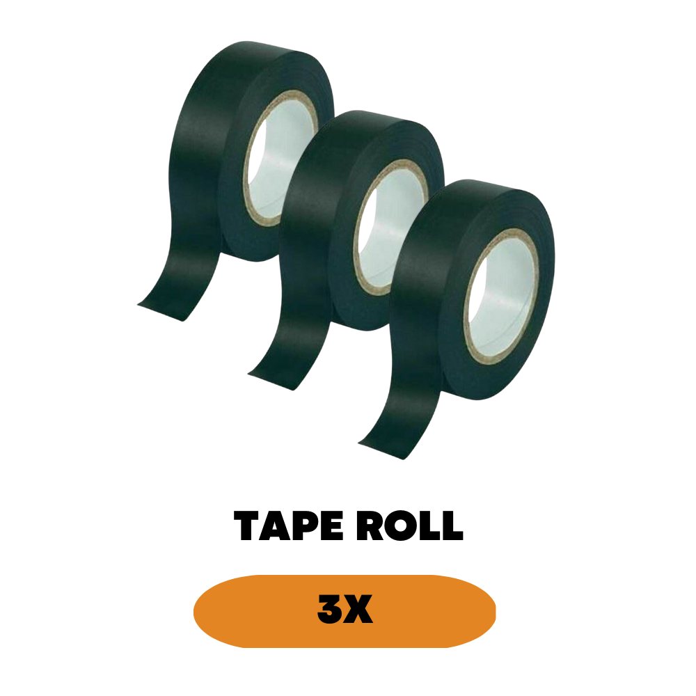 3x Electric Tape Roll Electrical PVC Insulation Tapes Electricians 16mm x 10m - ZYBUX