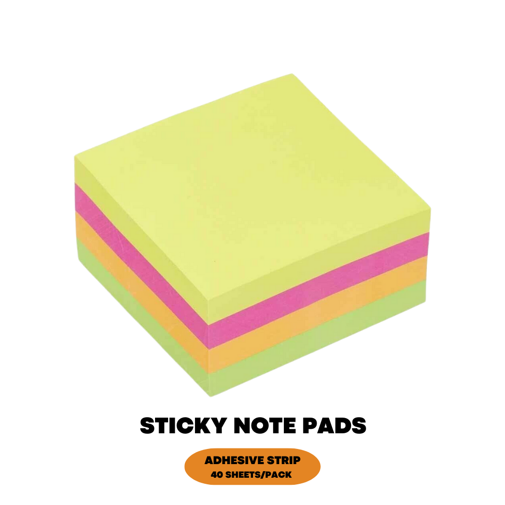 40 PCS Sticky Notes Removable Self Adhesive 76mm Neon Colour Paper Post Memo Pad - ZYBUX