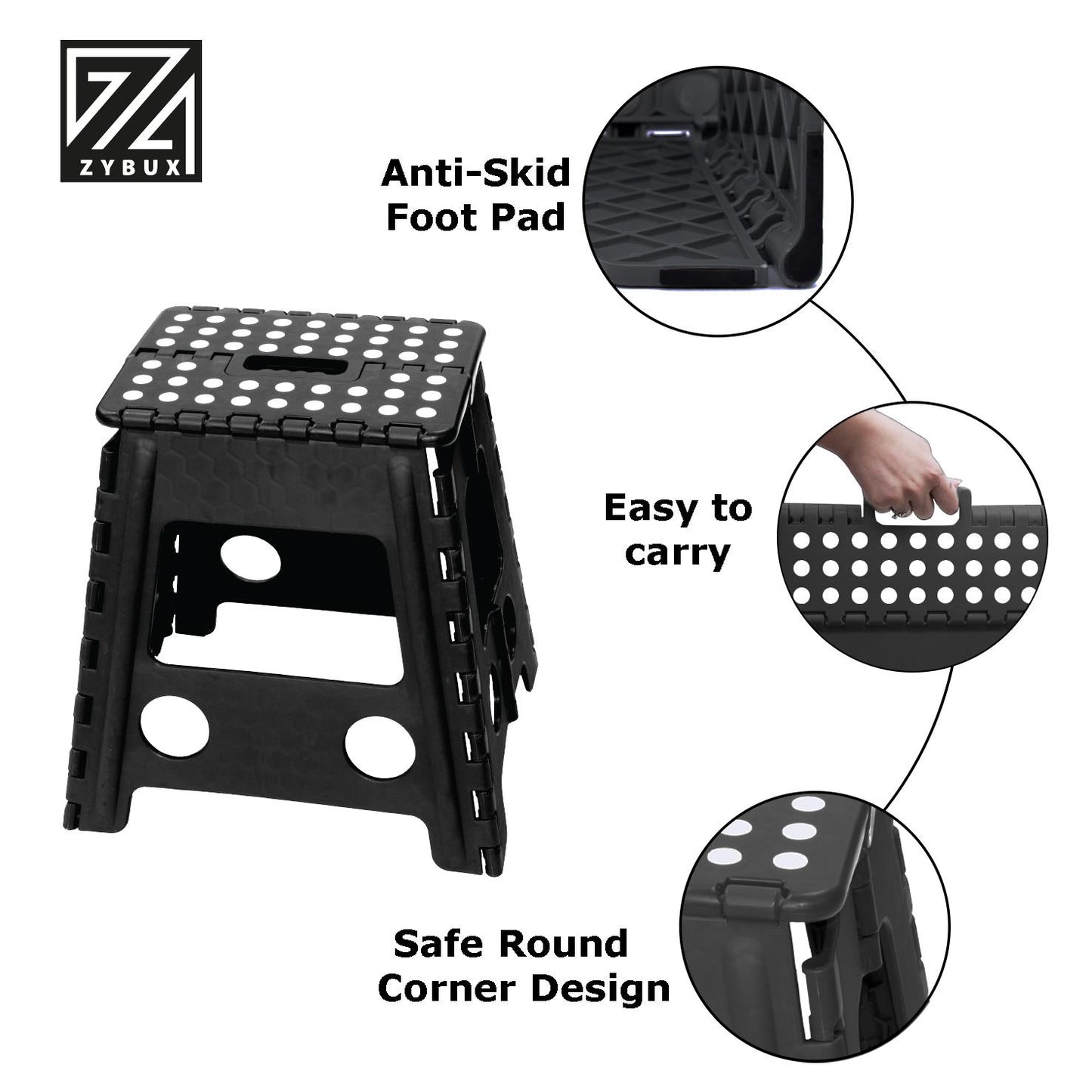 Folding Box Stool Multi Purpose Seat Plastic Collapsible Stepping Tool, Portable - ZYBUX