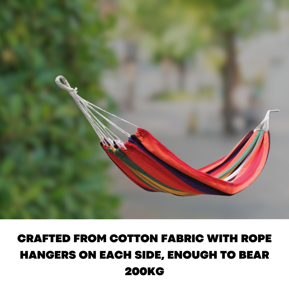 Garden Hammock Camping Cotton Fabric Outdoor Travel Swing Lightweight Hang Bed - ZYBUX