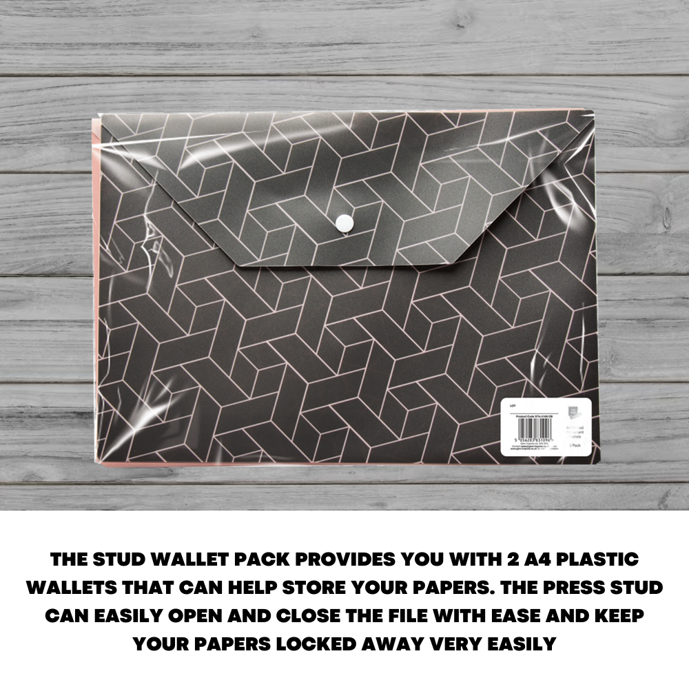 A4 Plastic Wallets with Press Stud - Office Storage Folders