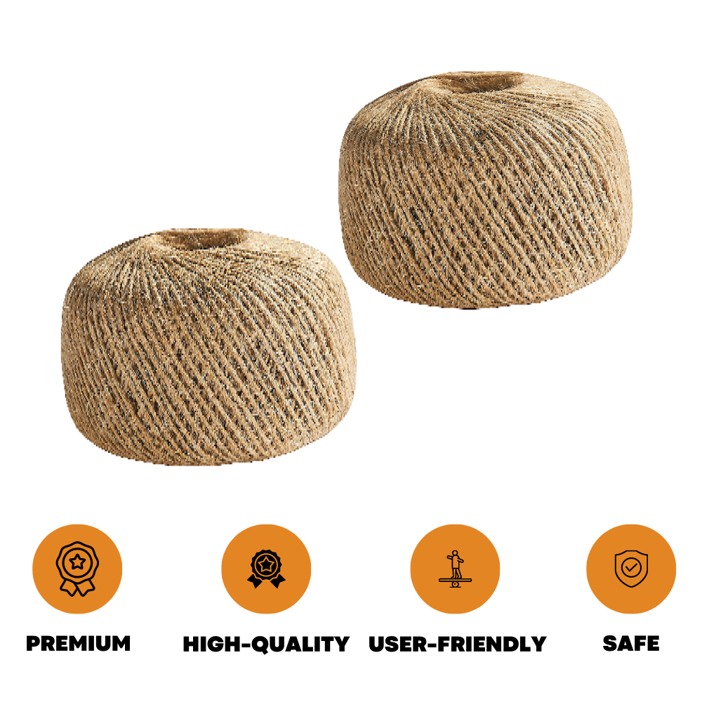 2x 100M Play Jute Twine Natural Brown Soft Sisal String Rustic DIY Cord Shabby