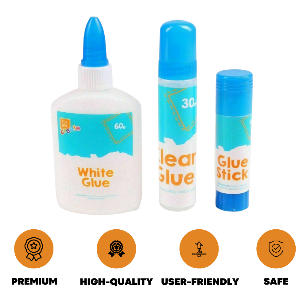 3Pc Glue Set Adhesive White Clear Stick Card Craft Paper Book School Office Home - ZYBUX