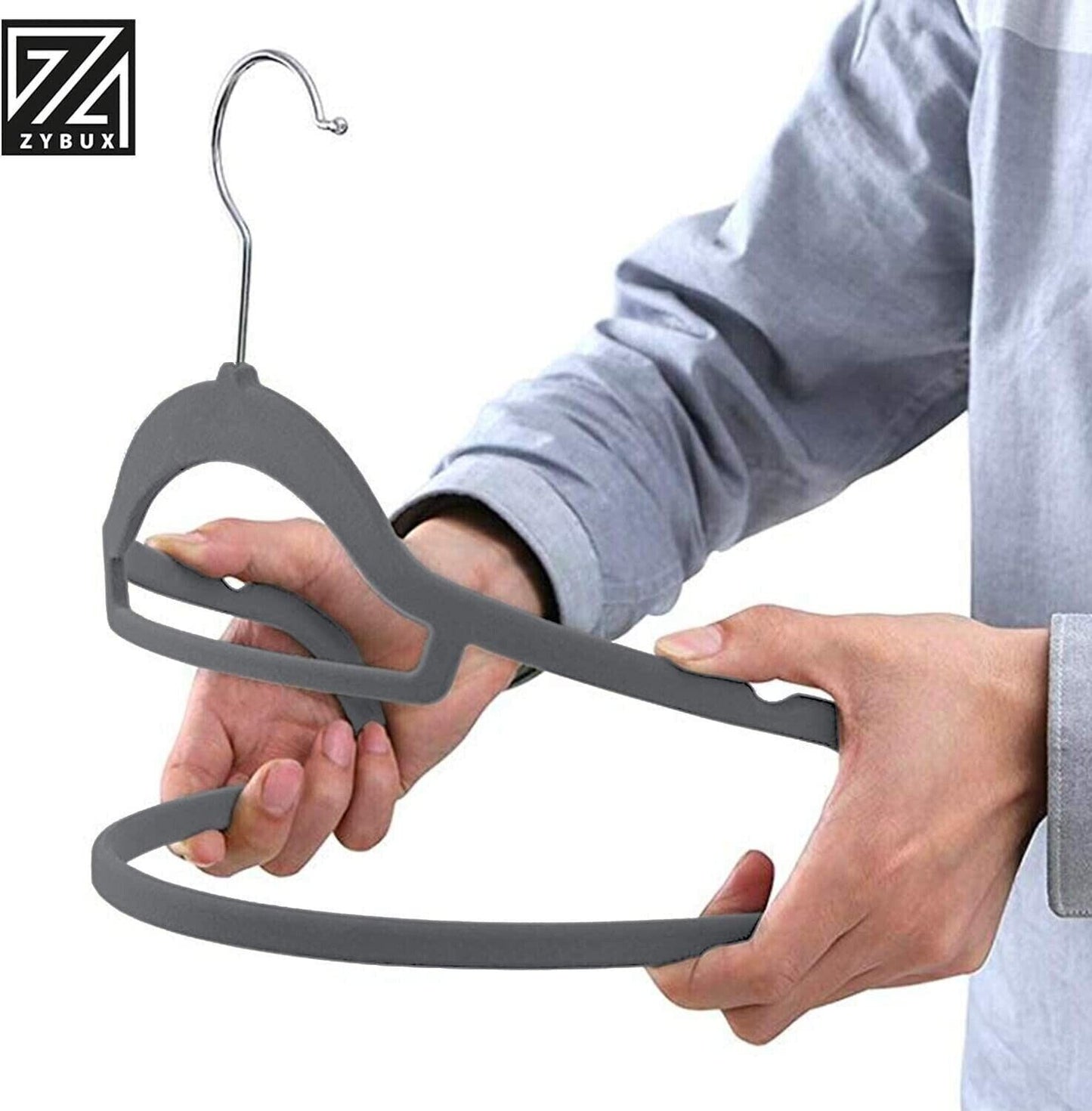 Non-Slip Velvet Adult Clothes Hanger Space Saving Wardrobe Coat Hangers, 20x - ZYBUX