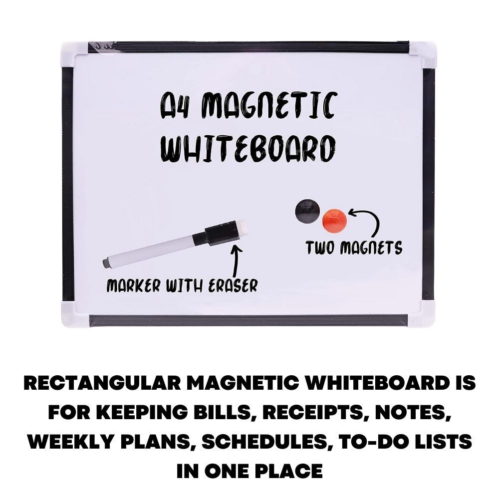 Small A4 Magnetic Whiteboard with White Dry Wipe Home Office School Memo Board - ZYBUX