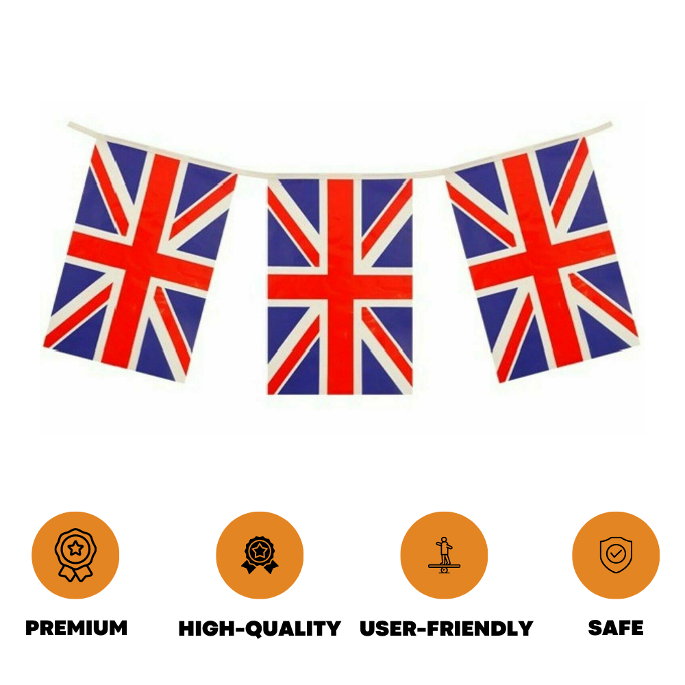 Union Jack 6M Bunting 30 x 20cm Flags National Celebrations New King Coronation - ZYBUX
