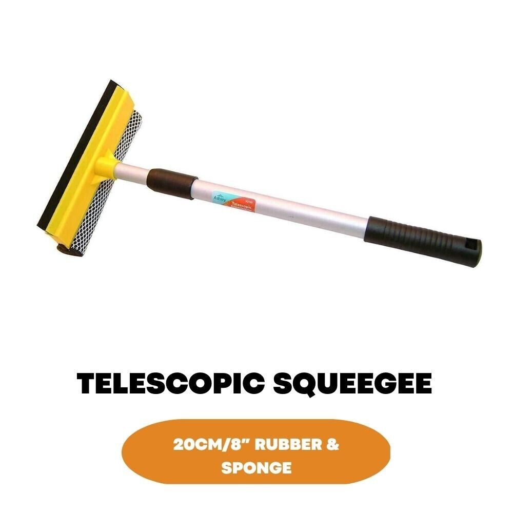 Telescopic Handle Squeegee Extendable Window Cleaner Wipe Detachable Sponge Head - ZYBUX