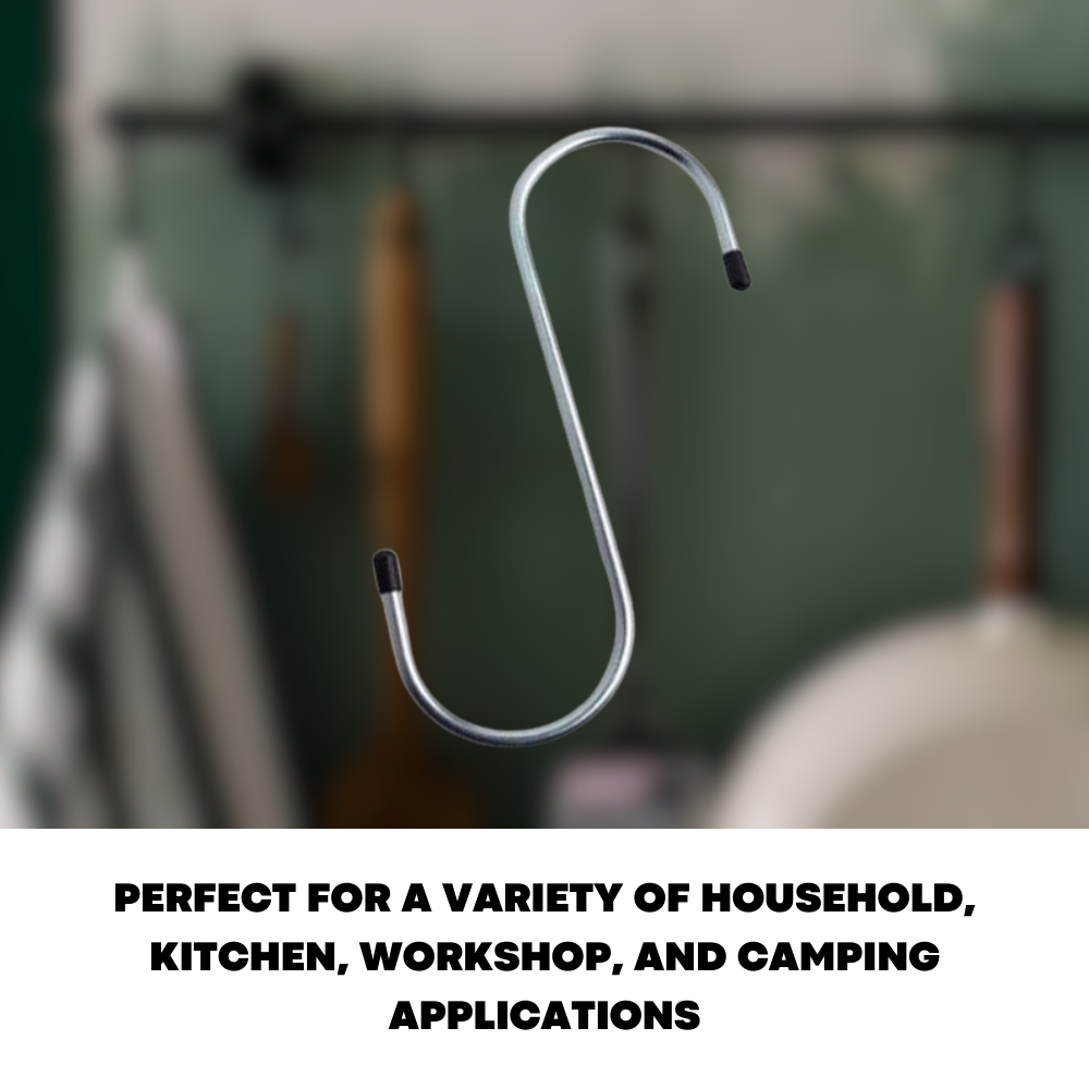 5x S shaped Hooks Stainless Steel S Hook Kitchen Meat Pan Clothes Hanger Hanging - ZYBUX