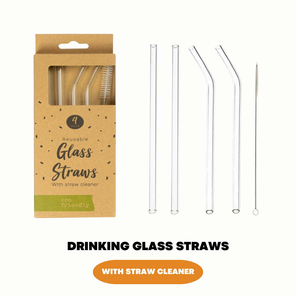 4x Reusable Glass Straws For Party Use - ZYBUX