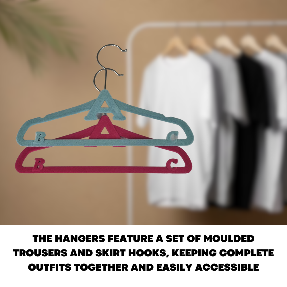 18x Childrens Velvet Hangers Slim & Sturdy Design For Kids Clothes Hanging