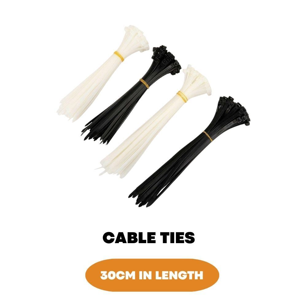 48x Cable Plastic Ties Zip Cord For Heavy Duty Organisation