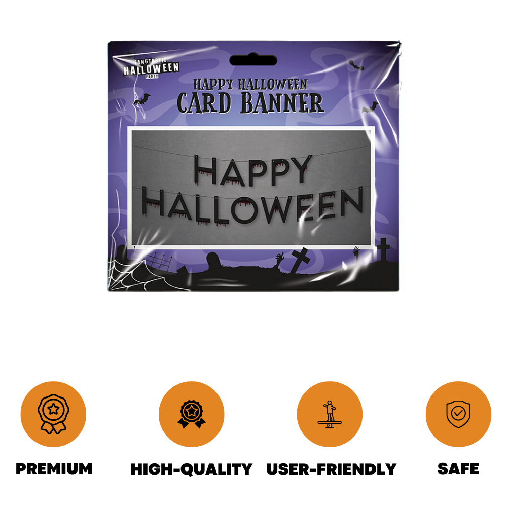 Happy Halloween Card Banner House Props Party Decoration Hanging Poster Placard - ZYBUX