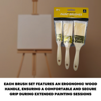 3 x Fine Paint Brushes Set Advanced Bristles Assorted Decorating DIY Painting