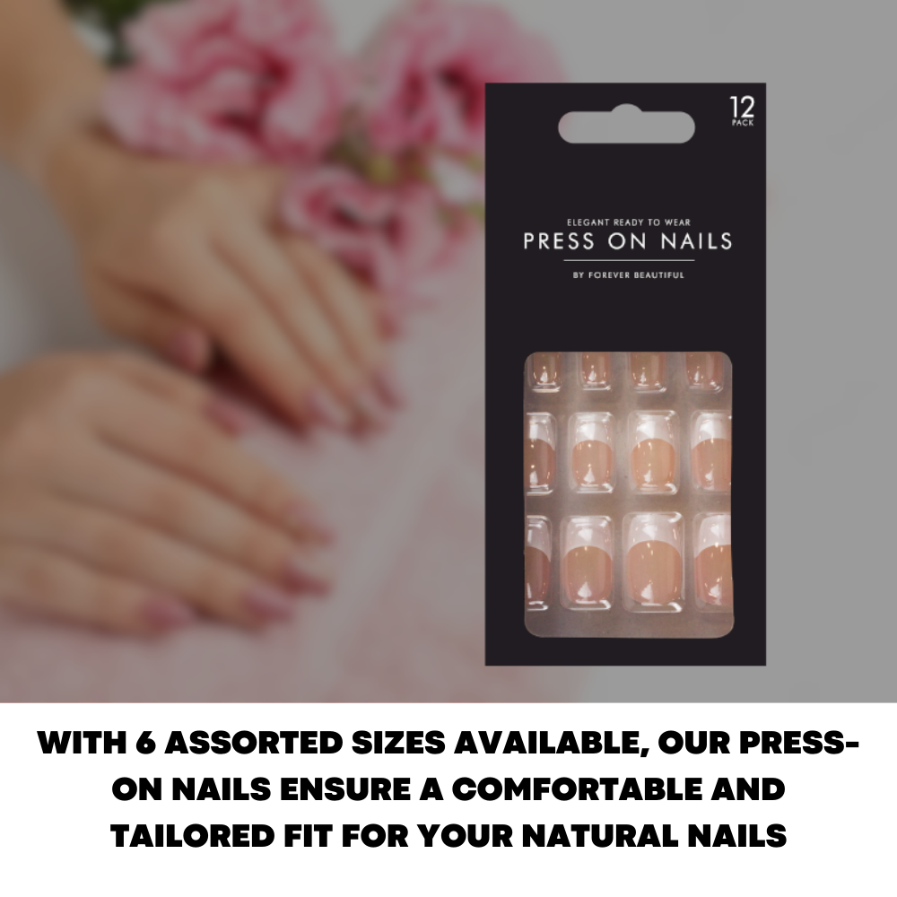 12x Press-On False Nails Set - French Beauty Manicure