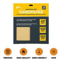 10 Sheets Assorted Grit Sandpaper Mixed Grit Fine Medium Coarse Sand Paper Paint