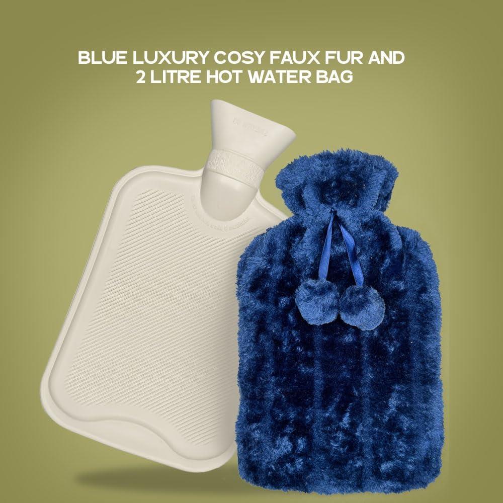 2L Hot Water Bottle with Cosy Faux Fur Cover Large Premium