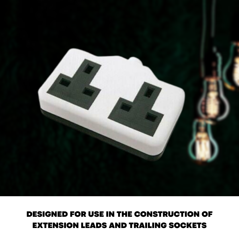 2 Gang Rubber Socket 13 Amp Extension Lead Heavy Duty Mains Electrical 3 Pin - ZYBUX