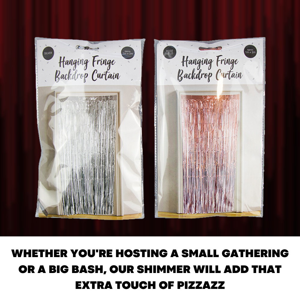 2M Foil Fringe Tinsel Shimmer Curtain Door Wedding Birthday Party Backdrop Decor - ZYBUX