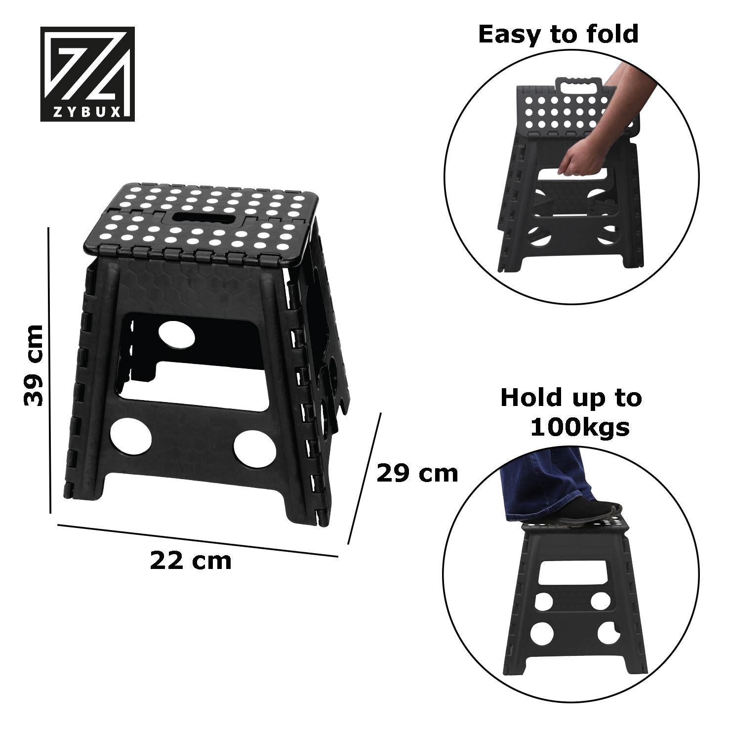 Folding Box Stool Multi Purpose Seat Plastic Collapsible Stepping Tool, Portable - ZYBUX