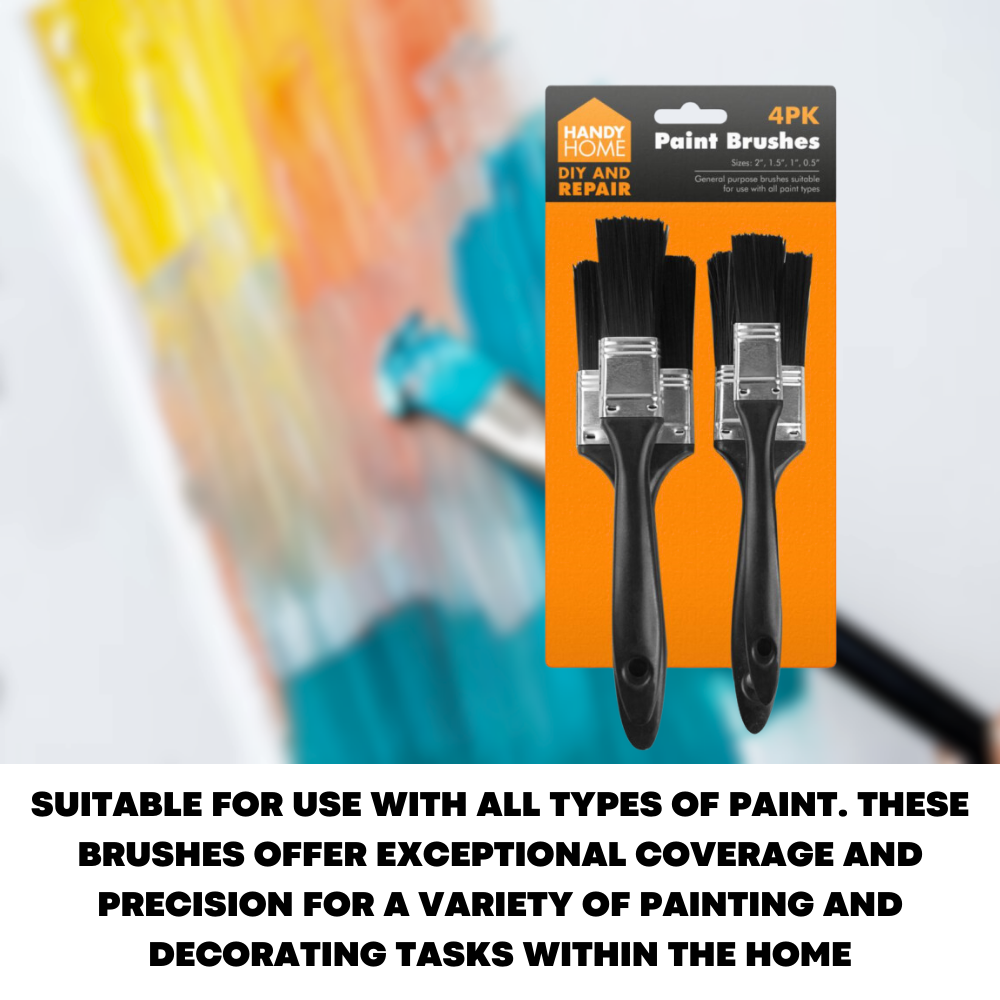 4 PK Fine Paint Brushes Set DIY Repair Bristles Decorating Fence Painting Brush