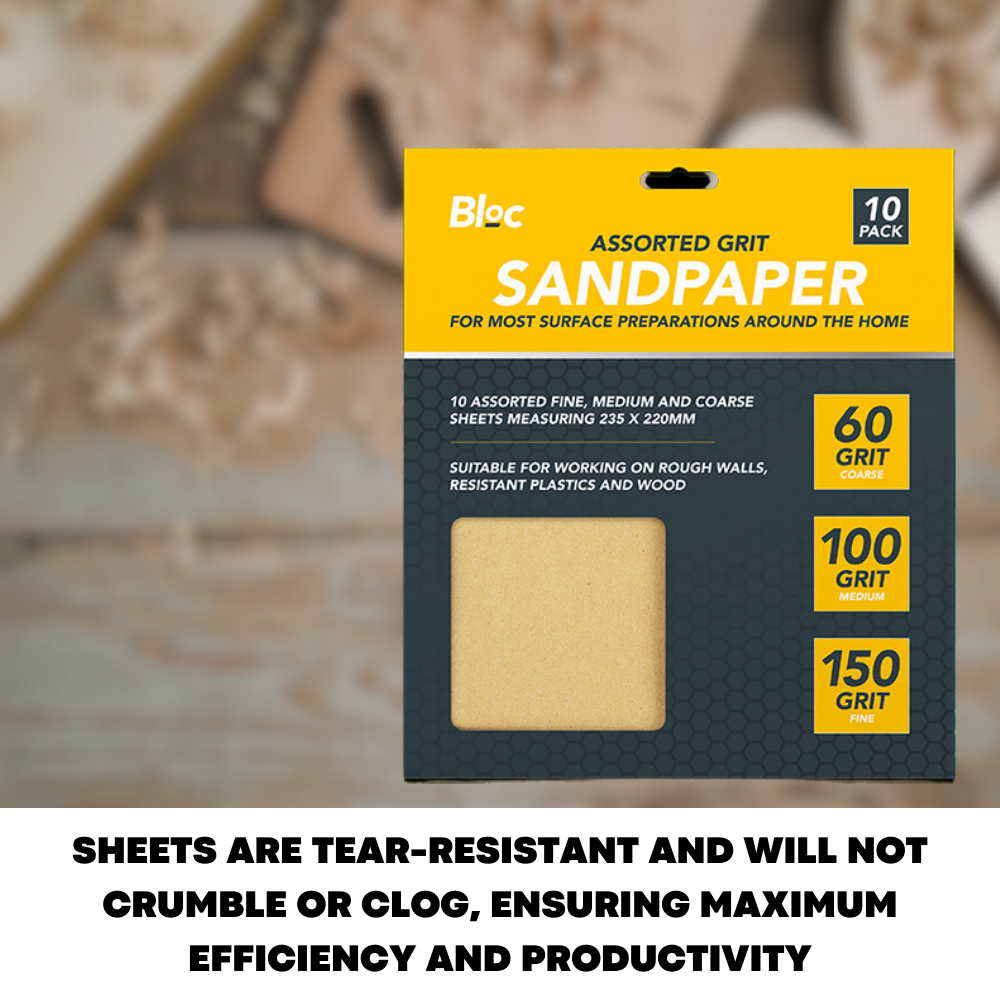 10 Sandpaper Sheets Mixed Grit Fine Medium Coarse Sand Paper Paint