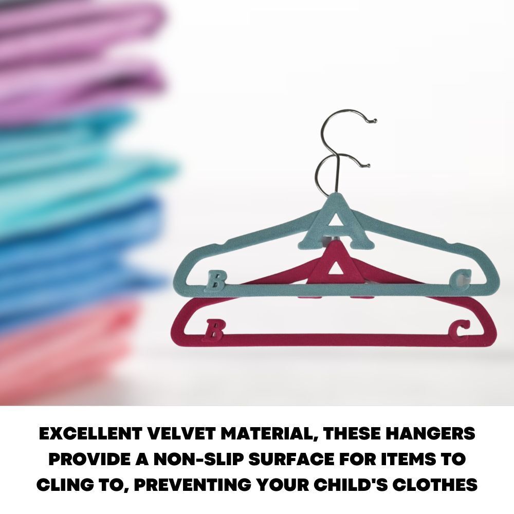 18x Childrens Velvet Hangers Slim & Sturdy Design For Kids Clothes Hanging